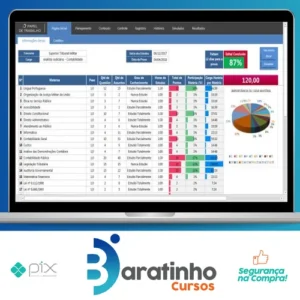 Planilha Controle de Estudos para Concursos Públicos Pro - Papel de Trabalho